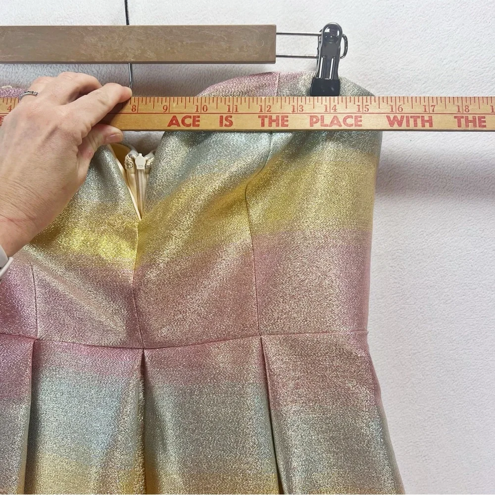 Betsey Johnson Metallic Gown Size 8 Rainbow Sweetheart-Neck Strapless Prom Dress - Picture 14 of 15